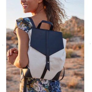 DEUX LUX DEMI CREAM FAUX LEATHER CANVAS BACKPACK